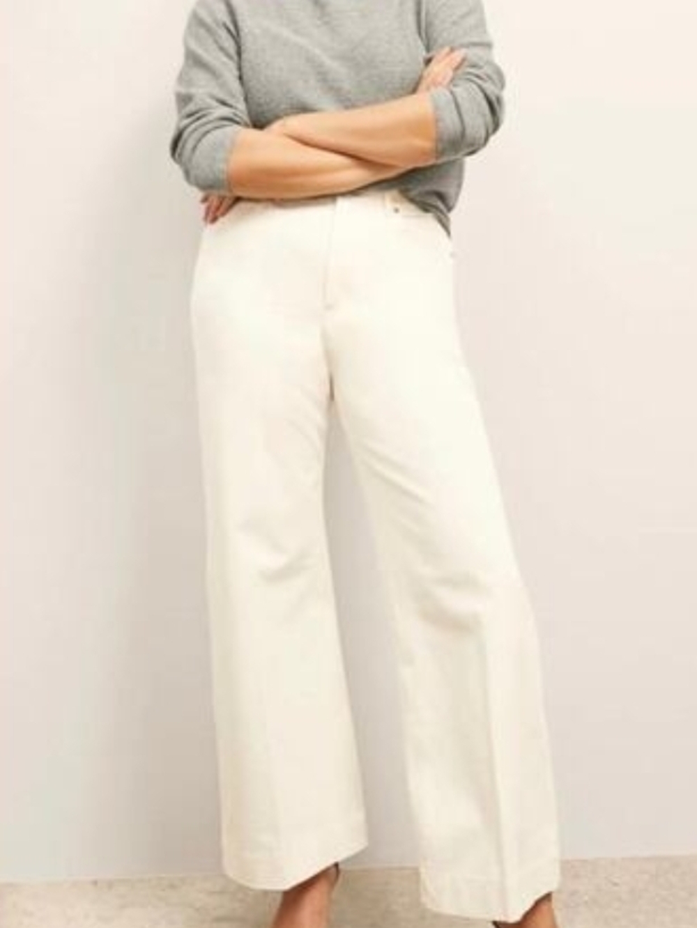 MM.LaFleur Cream Wide-Leg Trousers
